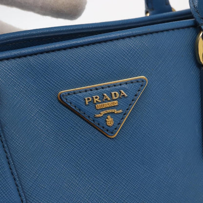Prada PRADA Hand Bag Safiano leather Blue Gold Authentic fm4916