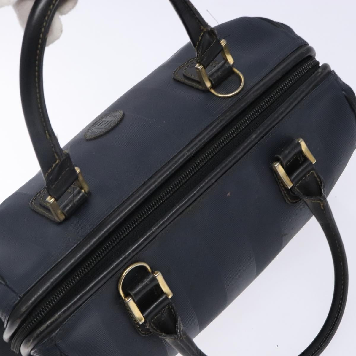 Fendi FENDI Pecan Canvas Hand Bag Navy Gold Authentic ep10858