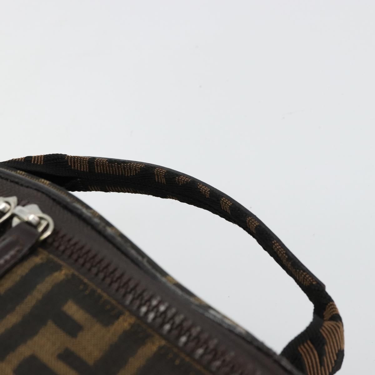 Fendi FENDI Zucca Canvas Vanity Hand Bag Black Brown Authentic 180329