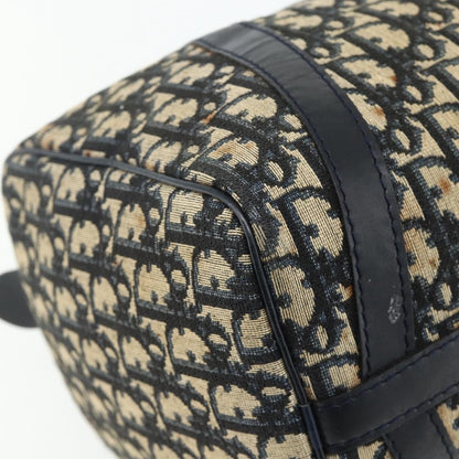 Dior Christian Dior Trotter Canvas Boston Bag Navy Silver Authentic 175415