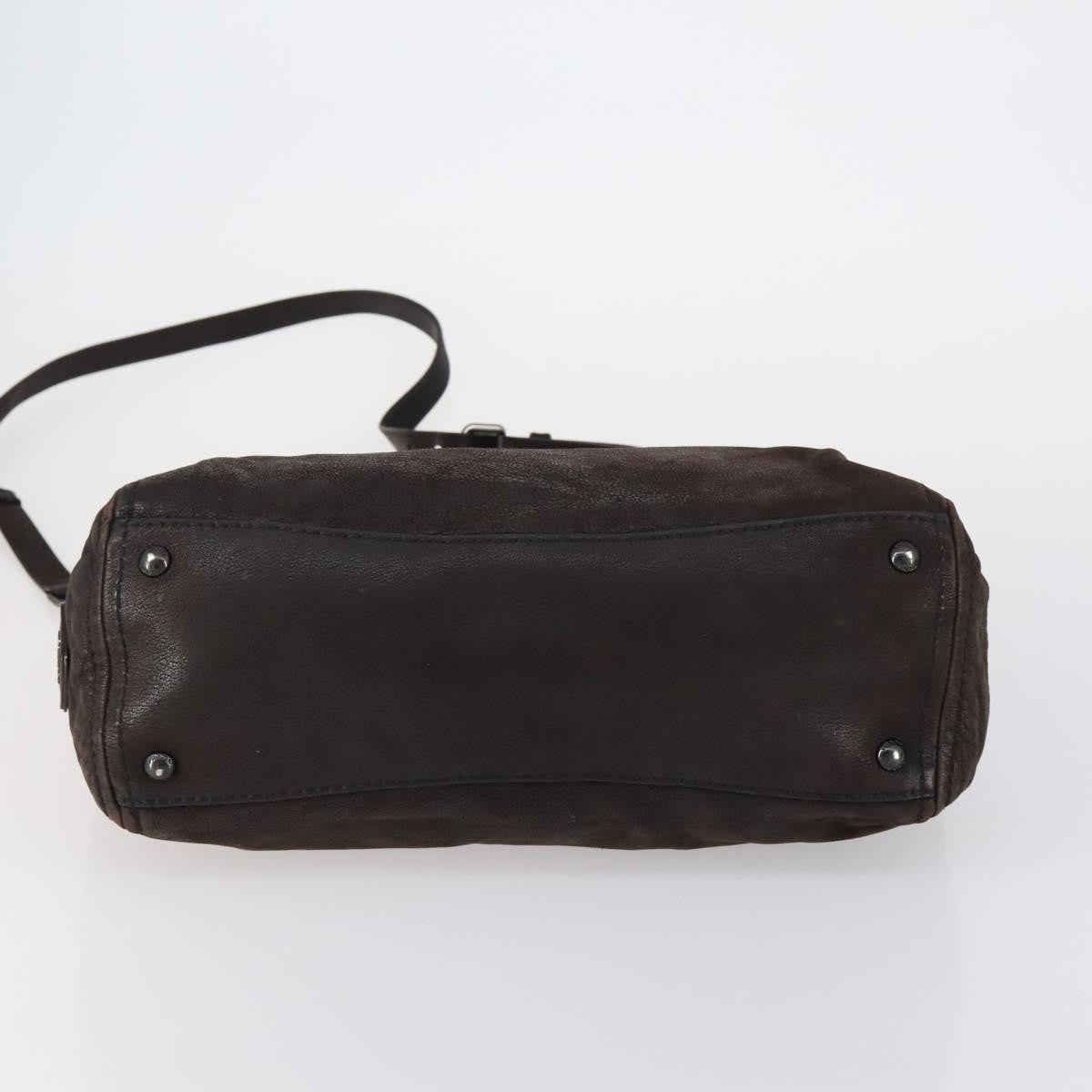 Prada PRADA Hand Bag Leather 2way Brown Silver Authentic 153083