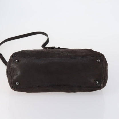 Prada PRADA Hand Bag Leather 2way Brown Silver Authentic 153083