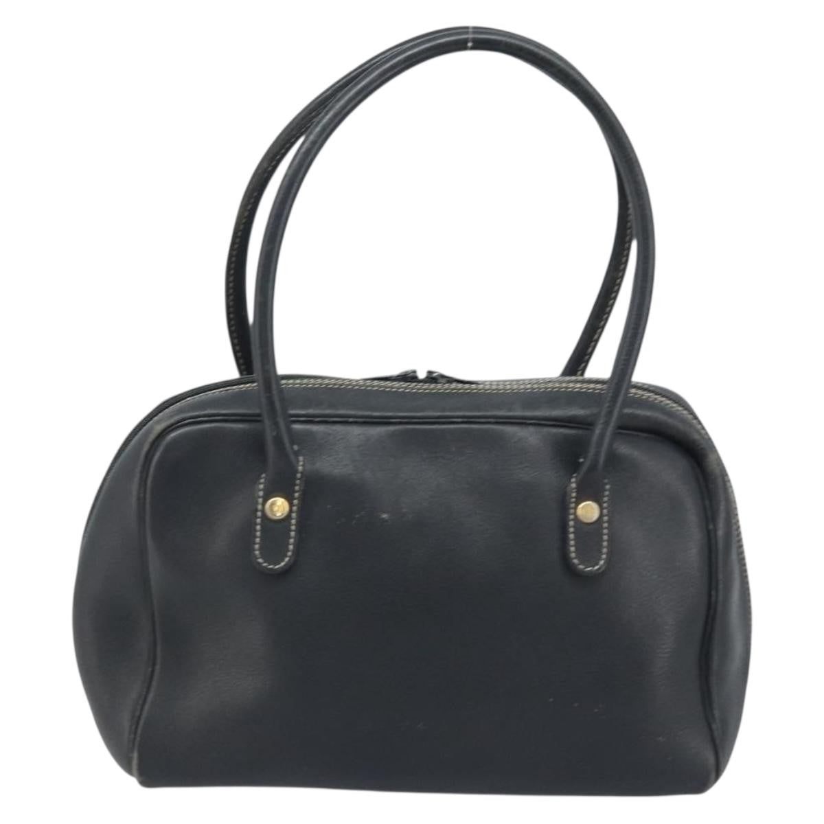 Dior Christian Dior Hand Bag Leather Black Gold Authentic ep13686