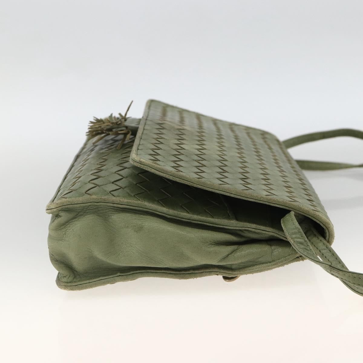 BOTTEGAVENETA BOTTEGAVENETA BOTTEGA VENETA INTRECCIATO Shoulder Bag Leather Khaki Gold Authentic BSZ346