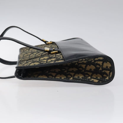 Dior Christian Dior Trotter Canvas Hand Bag Navy Gold Authentic MX415