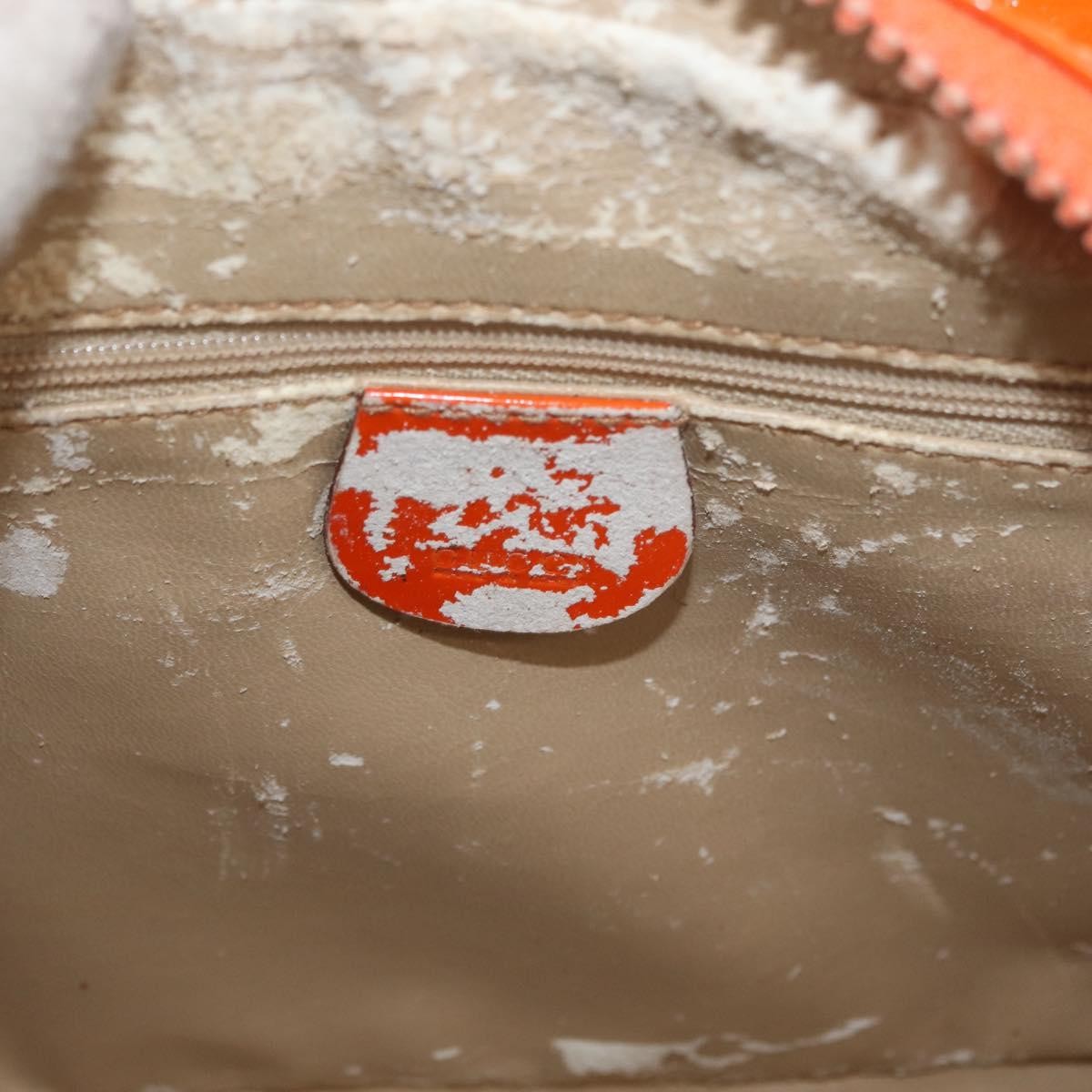 Gucci GUCCI Bamboo Hand Bag Patent leather 2way Orange Silver Authentic 162597