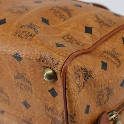 MCM MCM Logogram Vicetos Boston Bag PVC Leather Brown Gold Authentic gh1074