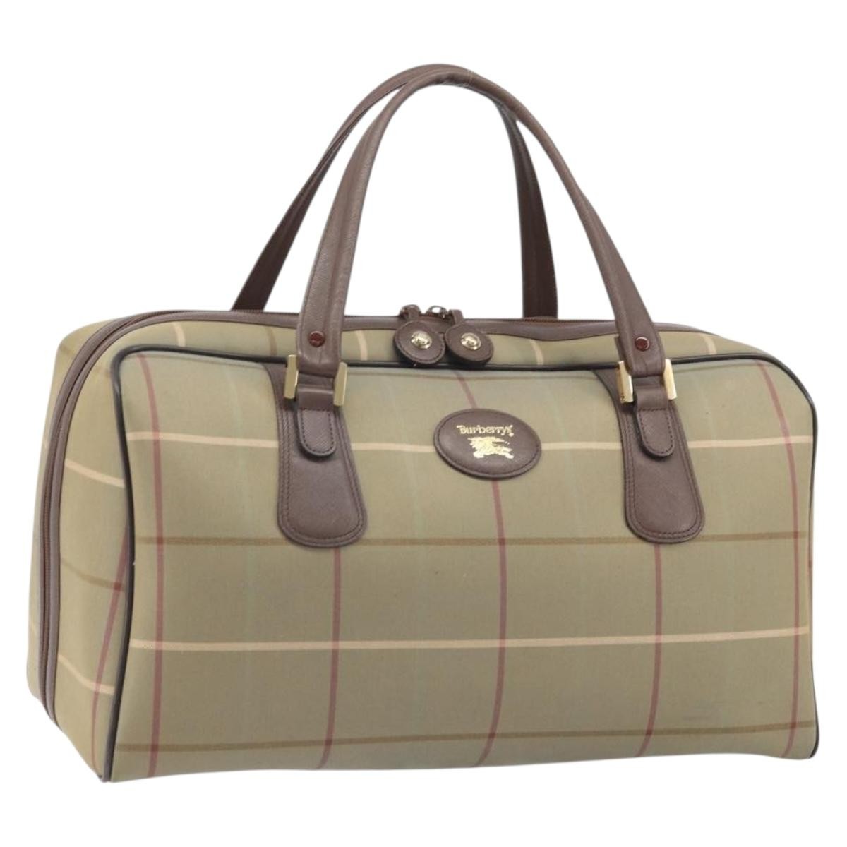 Burberrys Burberrys Nova Check Boston Bag Canvas Beige Gold Authentic ep13303