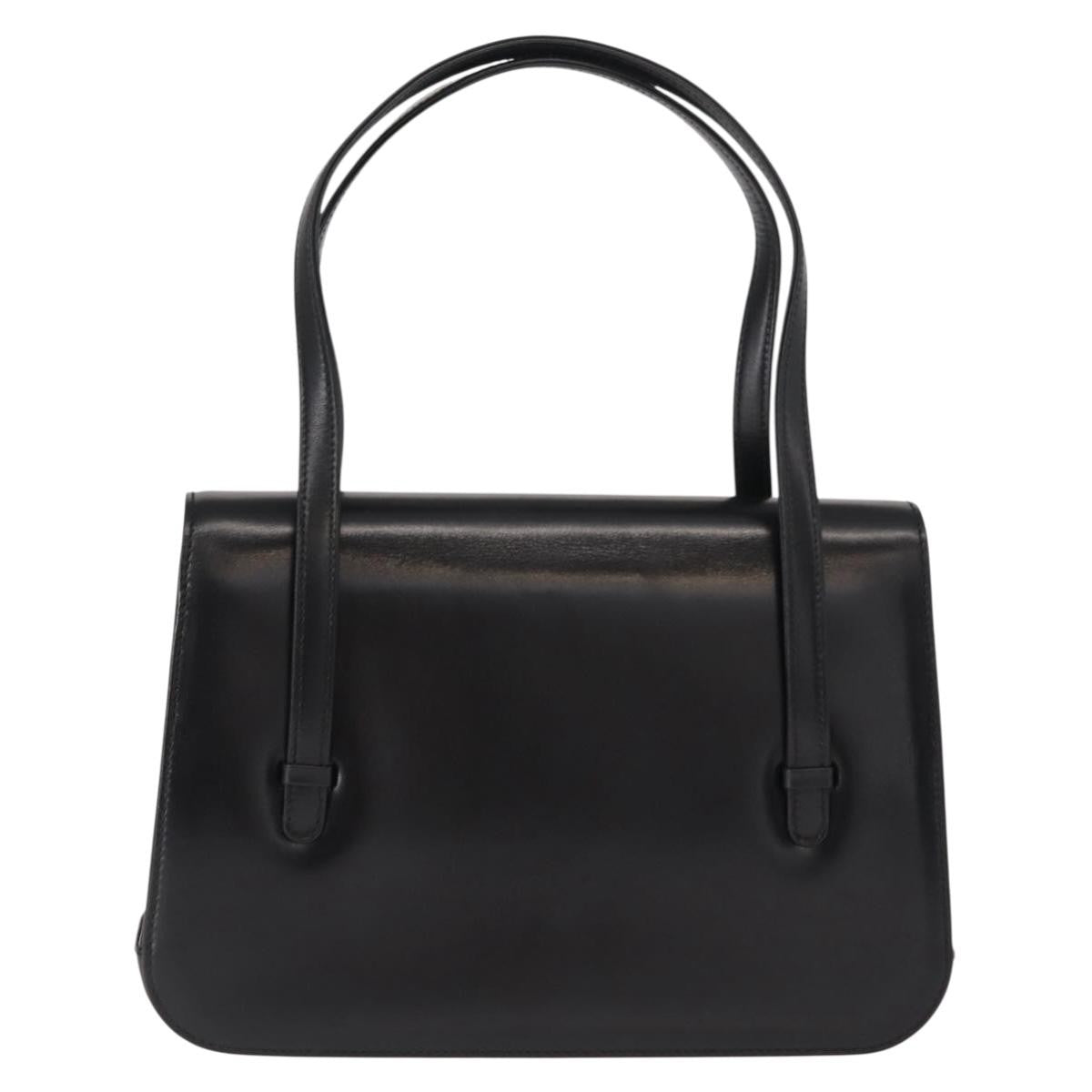 Gucci GUCCI Hand Bag Leather Black Gold Authentic 149354
