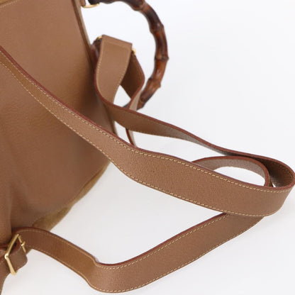 Gucci GUCCI Bamboo Backpack Suede Brown Gold 003 2058 0016 Authentic 148819 Bag