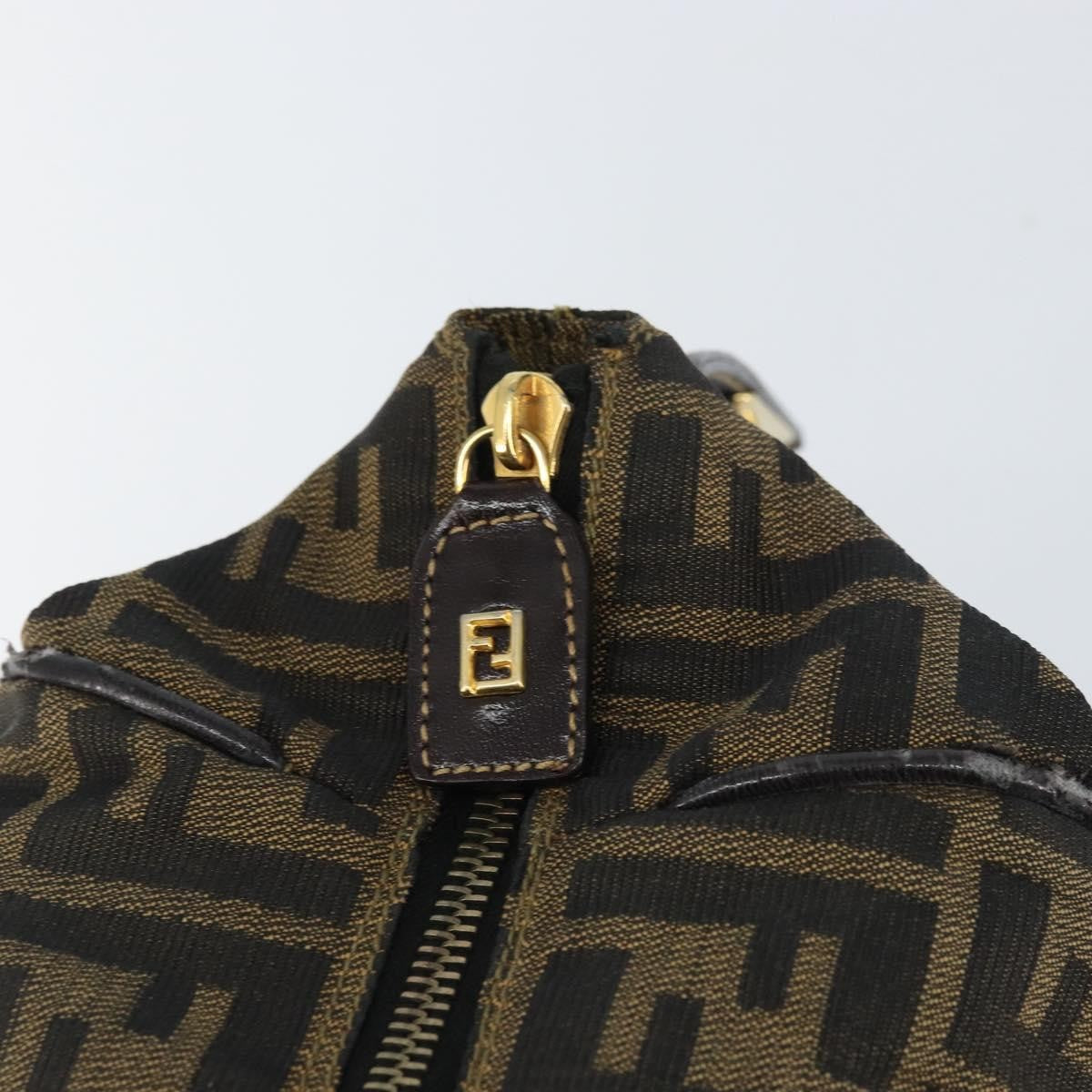 Fendi FENDI Zucca Canvas Hand Bag Black Brown gold Authentic 155701