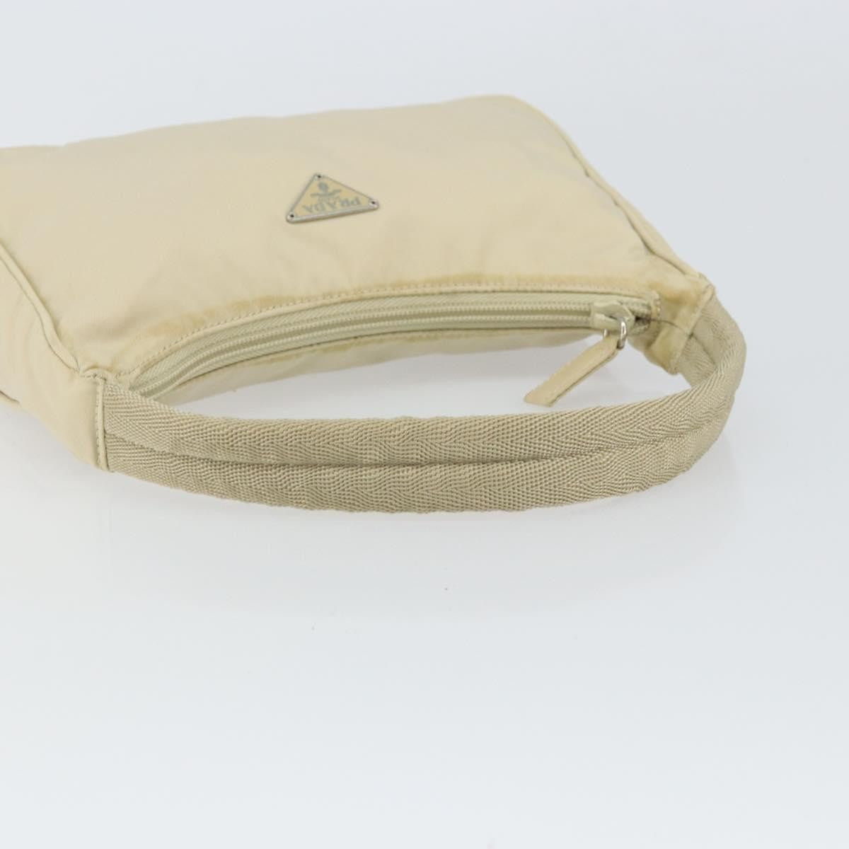 Prada PRADA Hand Bag Nylon Ivory Silver Authentic 163192