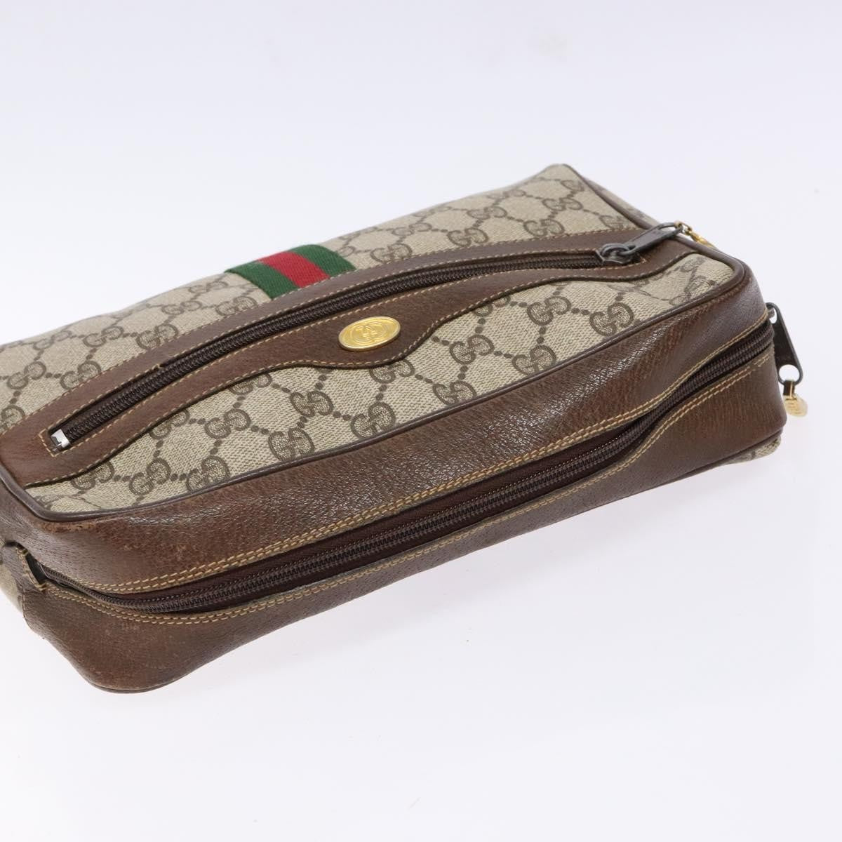 Gucci GUCCI GG Supreme Web Sherry Line Shoulder Bag PVC Beige 001 4071 5 Authentic gh717