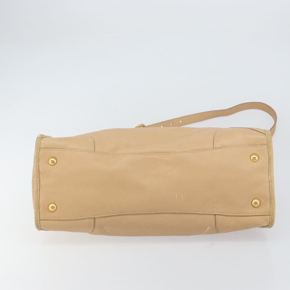 Prada PRADA Hand Bag Leather 2way Beige Gold Authentic ka1190