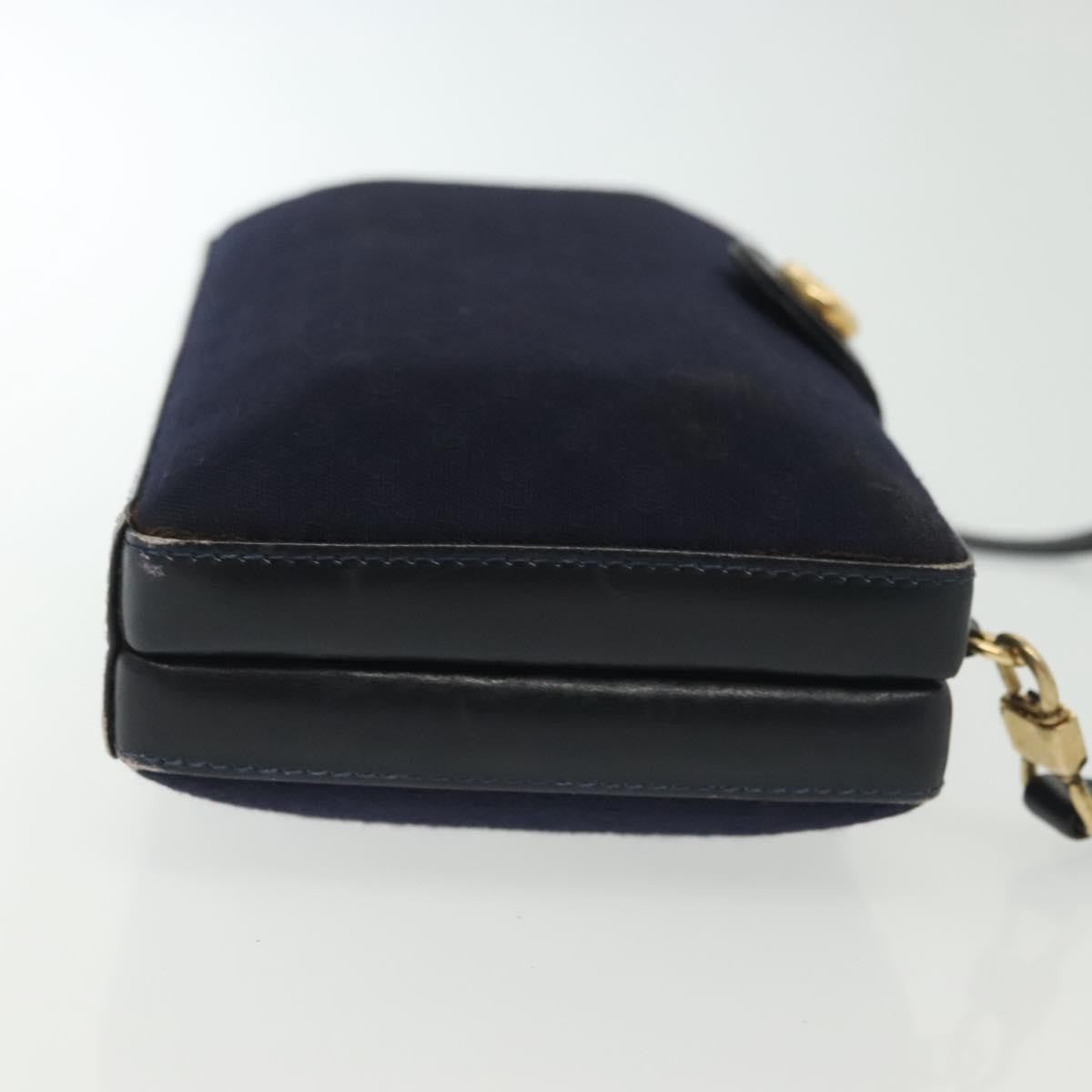 Gucci GUCCI Micro GG Canvas Shoulder Bag Vintage Navy Gold Authentic BA5490