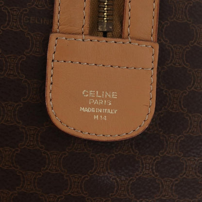 Celine CELINE Macadam Canvas Boston Bag PVC Brown Gold Authentic 152724