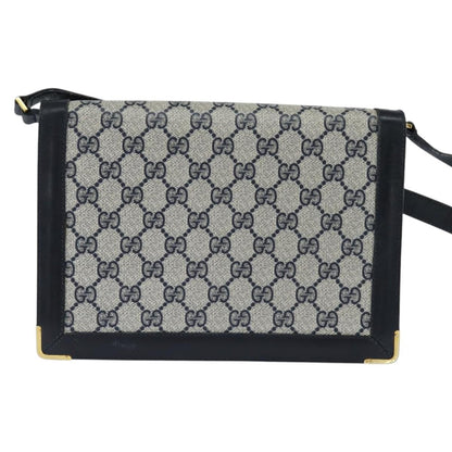 Gucci GUCCI GG Supreme Shoulder Bag PVC Navy Gold Authentic BA7379