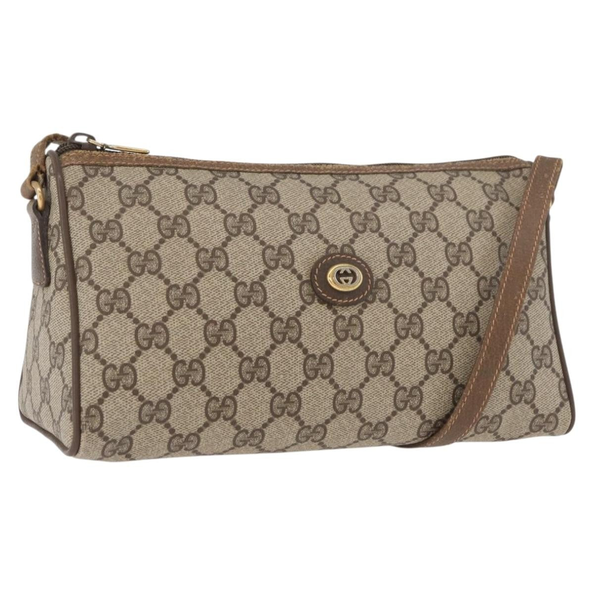 Gucci GUCCI GG Supreme Shoulder Bag PVC Beige Gold 89 02 086 Authentic BA12793