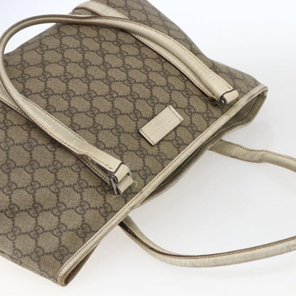 Gucci GUCCI GG Supreme Tote Bag PVC Beige Silver 114595 Authentic BA10796