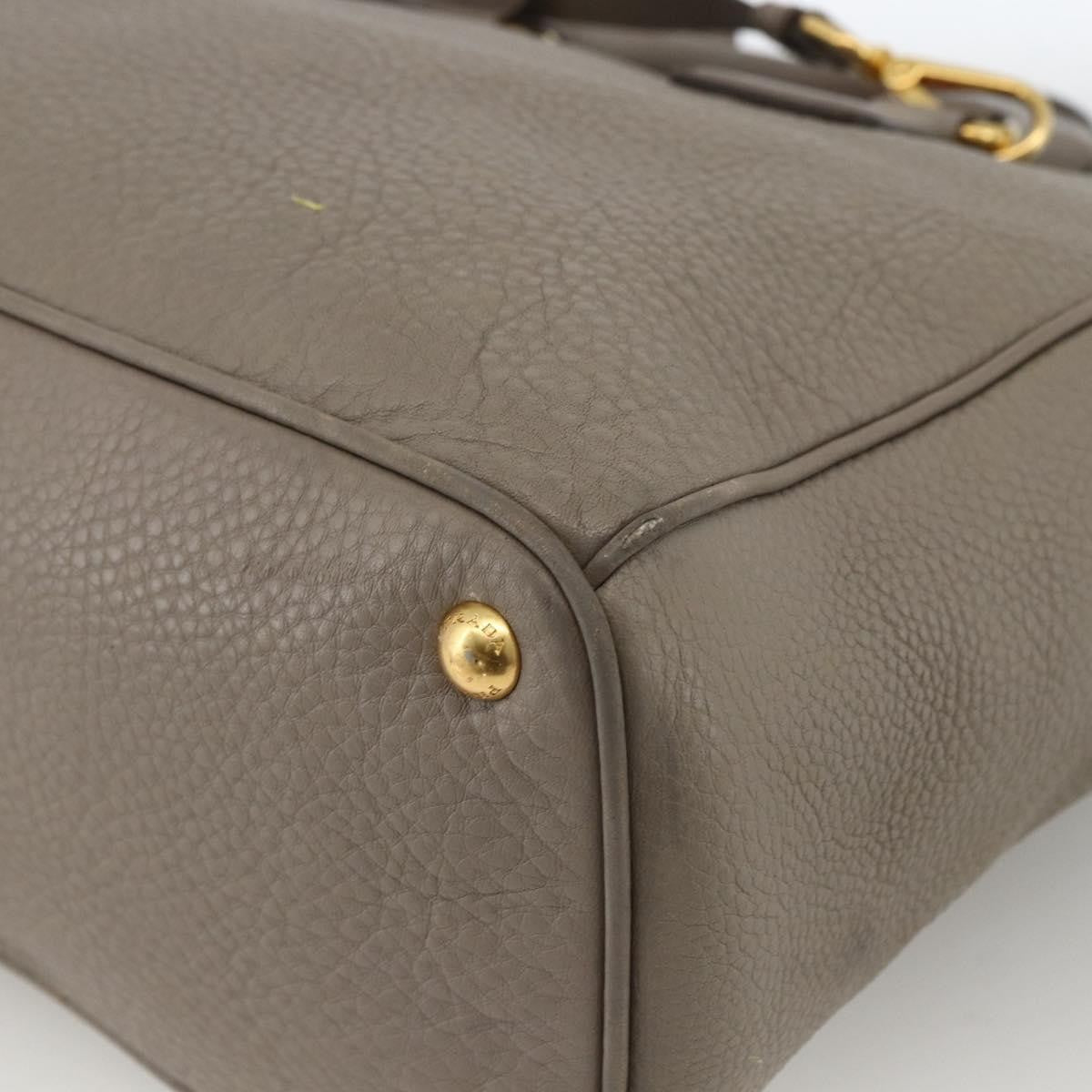 Prada PRADA Hand Bag Leather 2way Gray Gold Authentic bs33651