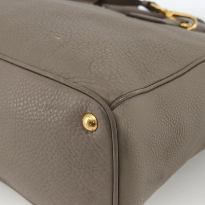 Prada PRADA Hand Bag Leather 2way Gray Gold Authentic bs33651