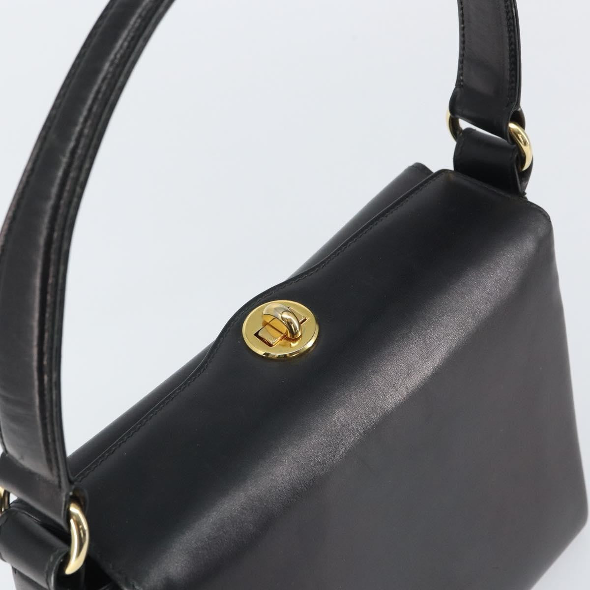 Gucci GUCCI Shoulder Bag Leather Black Gold Authentic mr1988