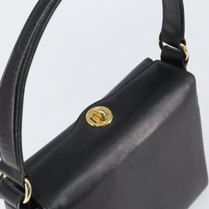 Gucci GUCCI Shoulder Bag Leather Black Gold Authentic mr1988