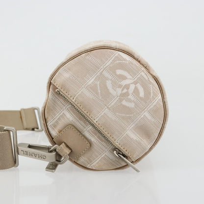 Chanel CHANEL New Travel Line Shoulder Bag Nylon Beige Silver CC Authentic BA12317