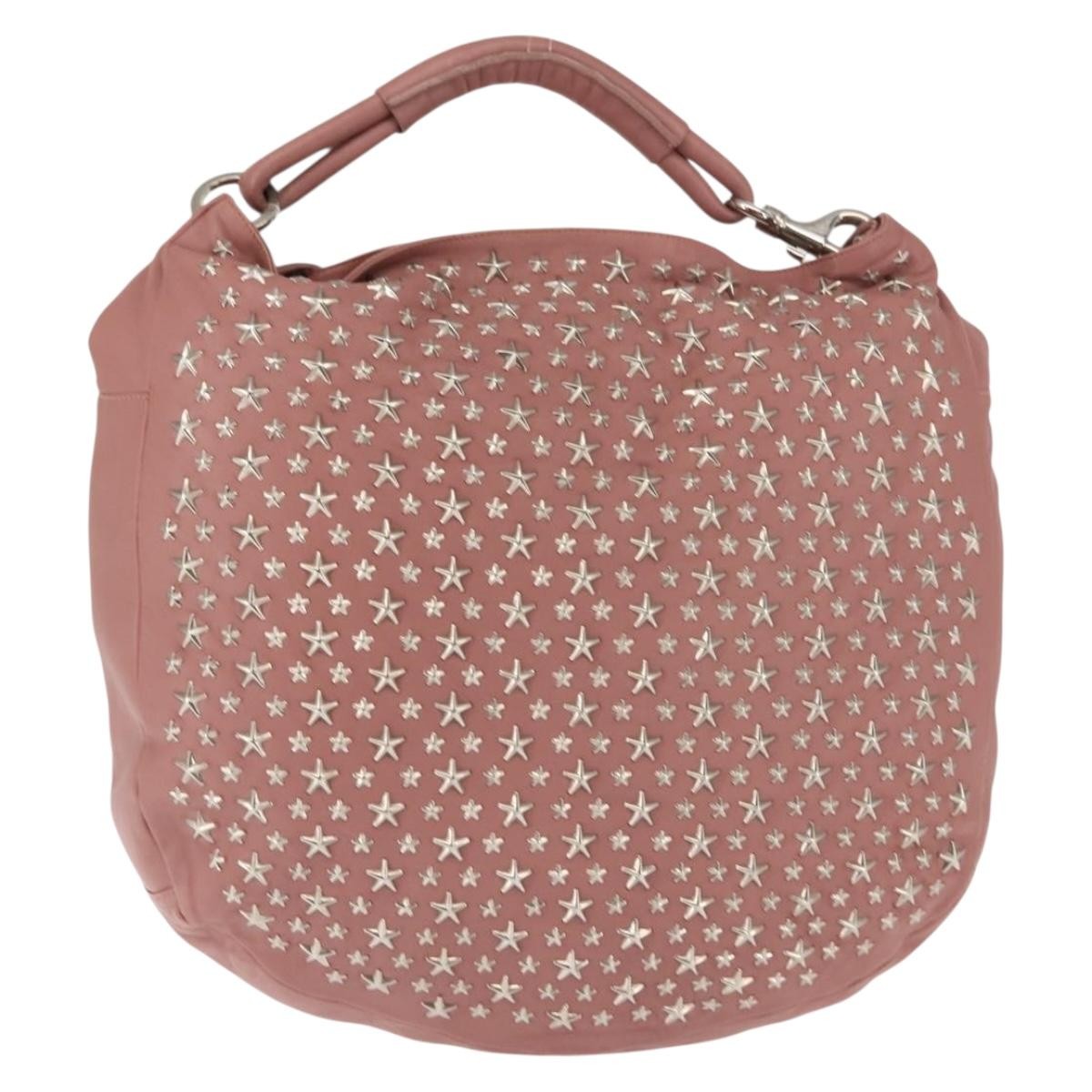 Jimmy Choo Jimmy Choo Star Studs Shoulder Bag Leather Pink Silver Authentic BA6611