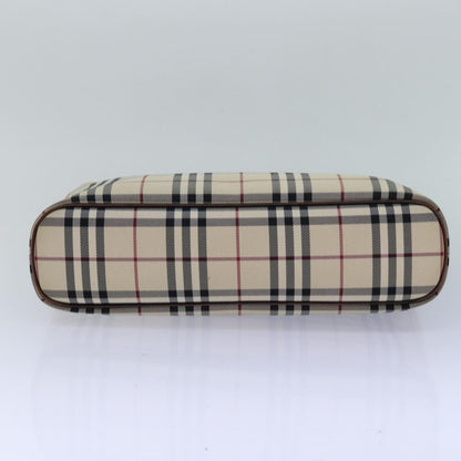 Burberry BURBERRY Nova Check Hand Bag Nylon Beige Silver Authentic 85862