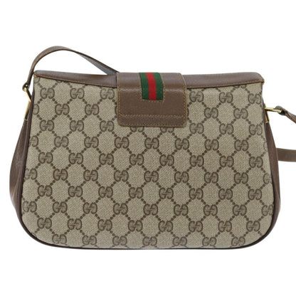 Gucci GUCCI GG Supreme Web Sherry Line Bag PVC Beige Gold 116 02 076 Authentic 148812