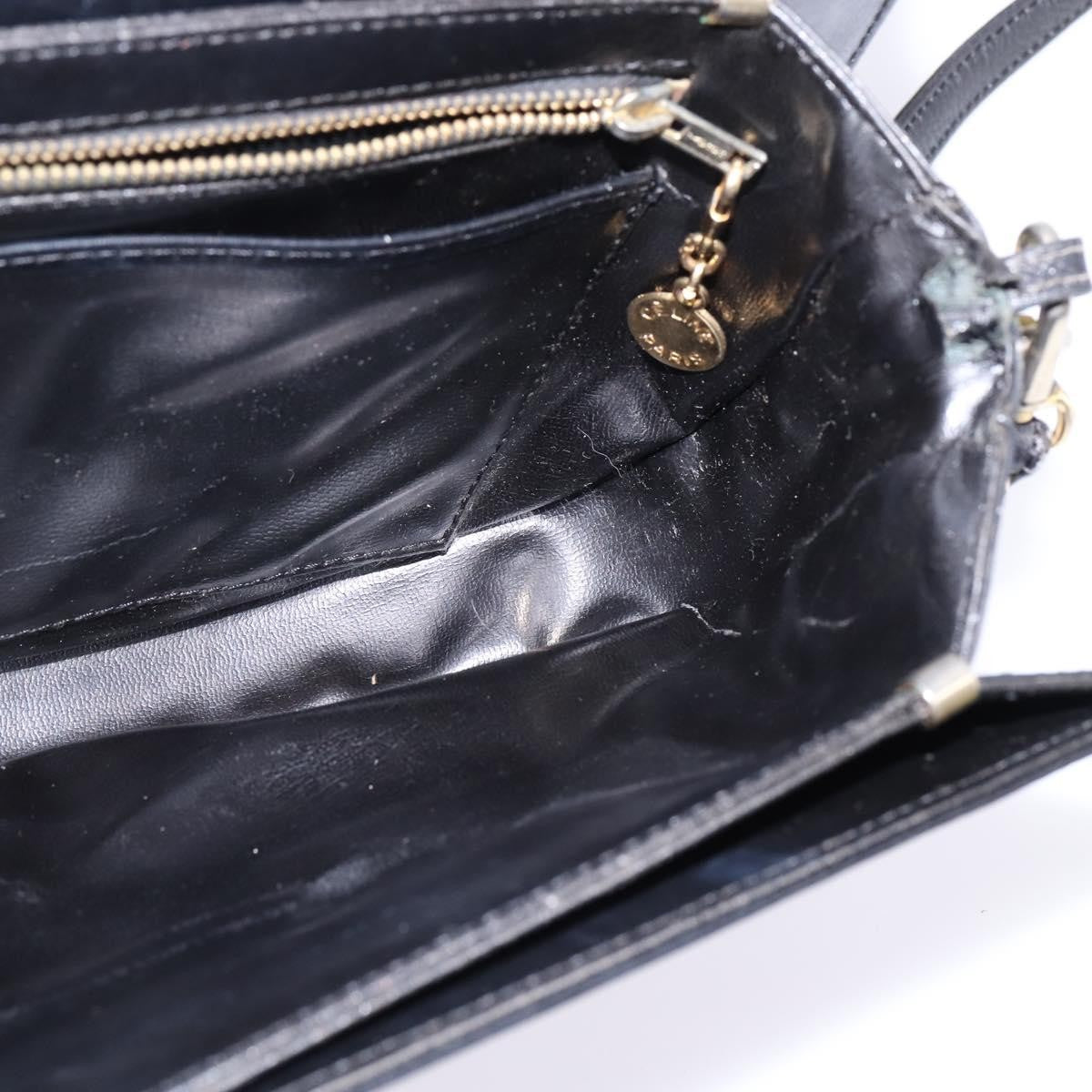 Celine CELINE Horse Carriage Shoulder Bag Leather Navy Gold Authentic BA6372