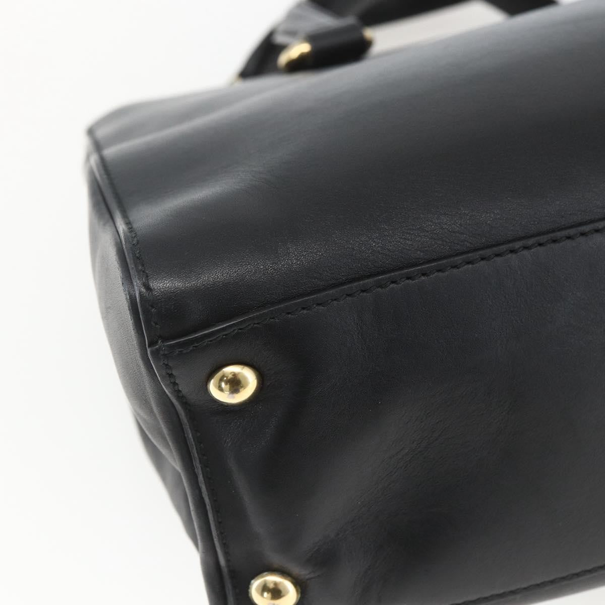 Gucci GUCCI Web Sherry Line Silvi Tote Bag Leather 2way Black Gold 453790 Authentic ki6344