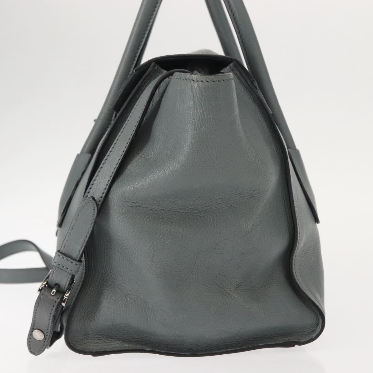 Prada PRADA Hand Bag Leather Gray Silver Authentic 149313