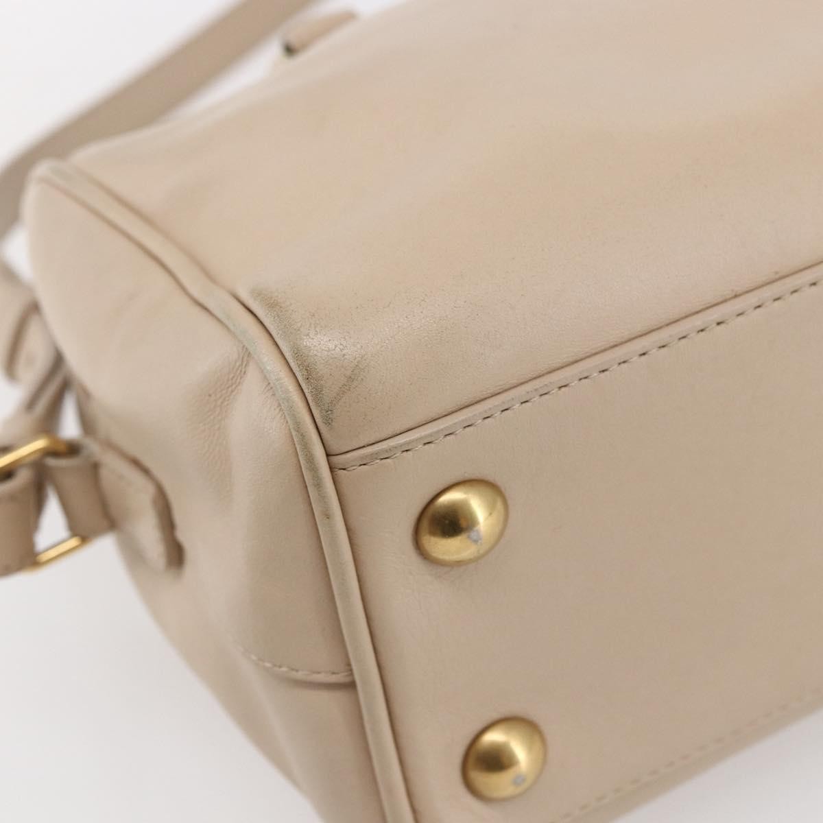 Saint Laurent SAINT LAURENT Mini Boston Bag Leather 2way Beige Gold Authentic bs30083