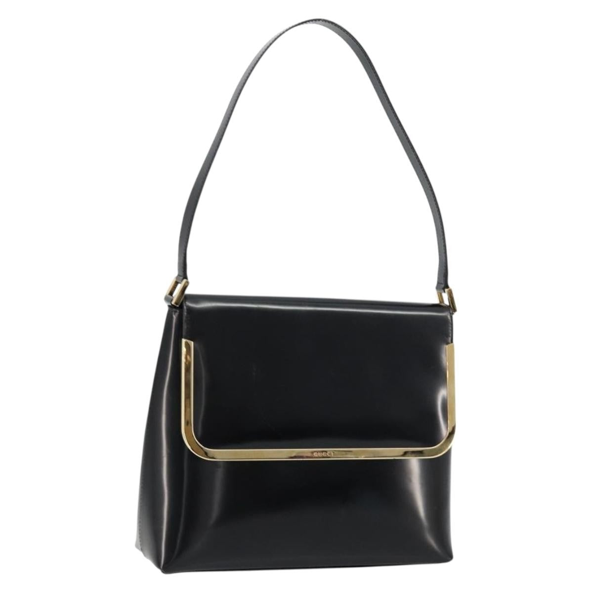 Gucci GUCCI Shoulder Bag Patent leather Black Gold 001 2113 1792 Authentic 149795