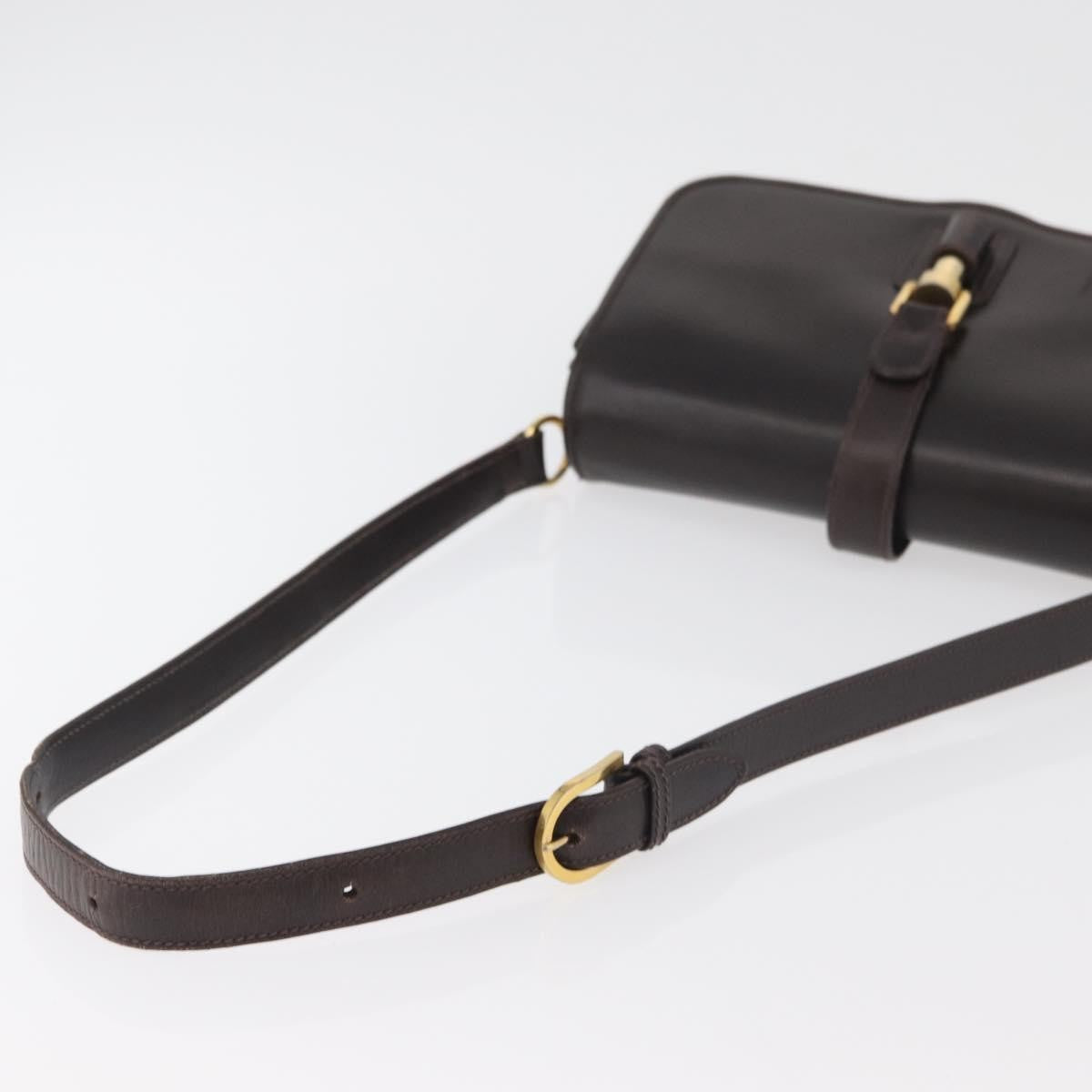 Gucci GUCCI Shoulder Bag Leather Brown Gold Authentic ep14284
