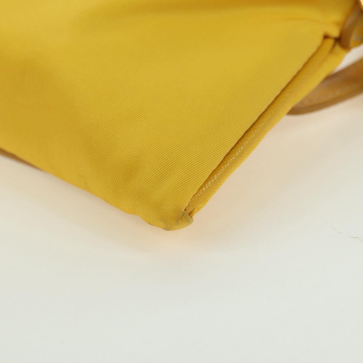 Prada PRADA Chain Shoulder Bag Nylon Leather Yellow Gold Authentic 143507
