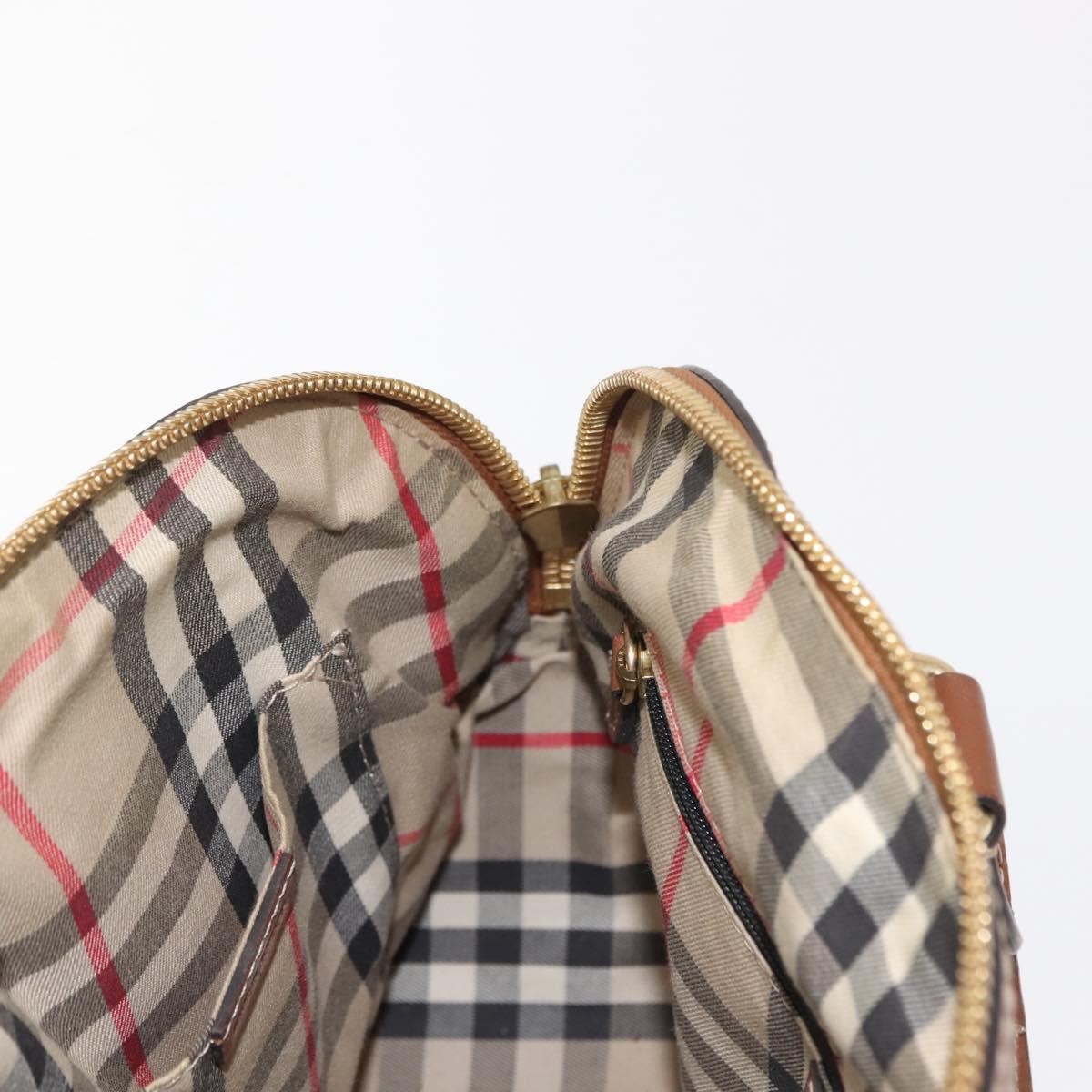 Burberry BURBERRY Hand Bag Leather Brown Gold Authentic ep11577