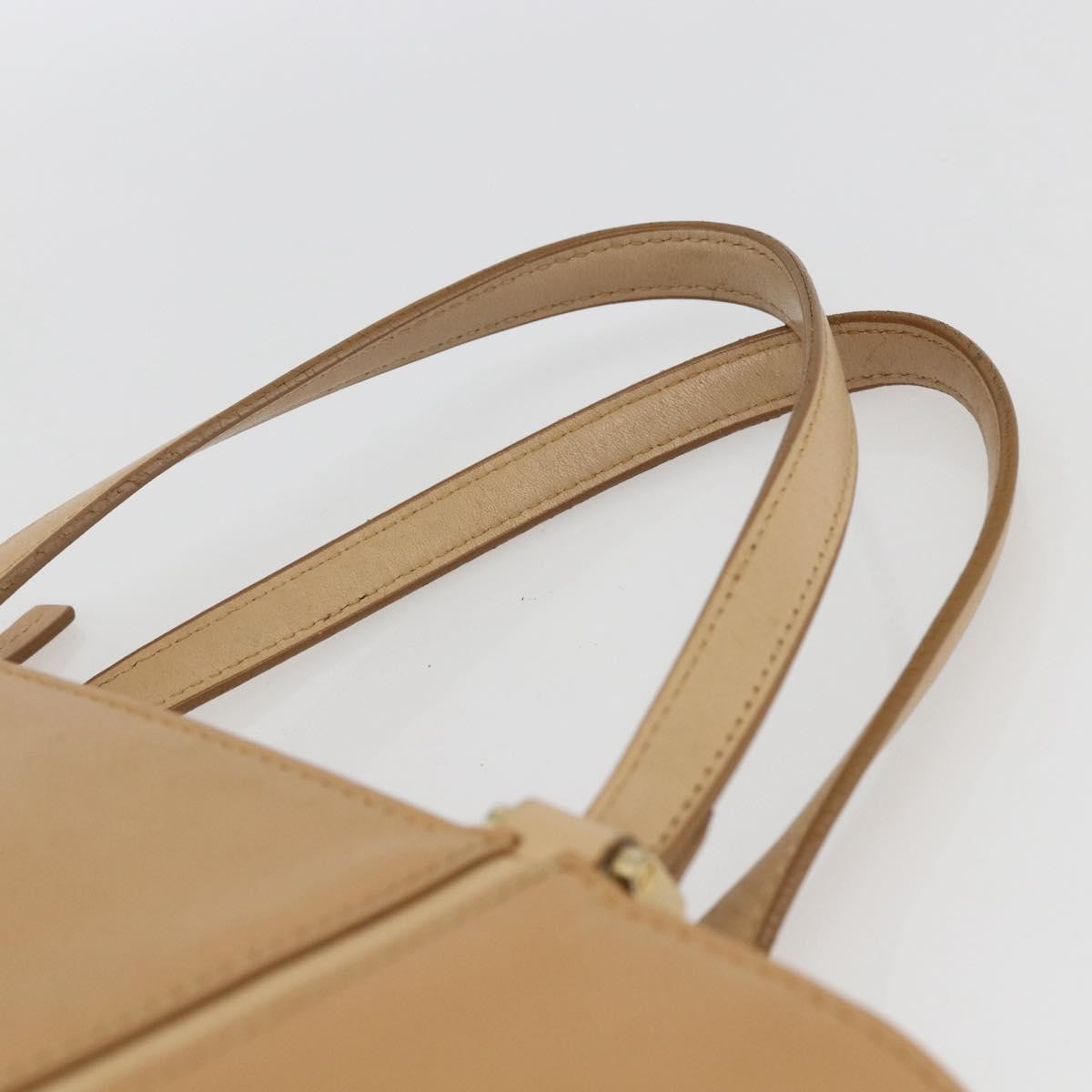 Burberry BURBERRY Hand Bag Leather Beige Gold Authentic 165049