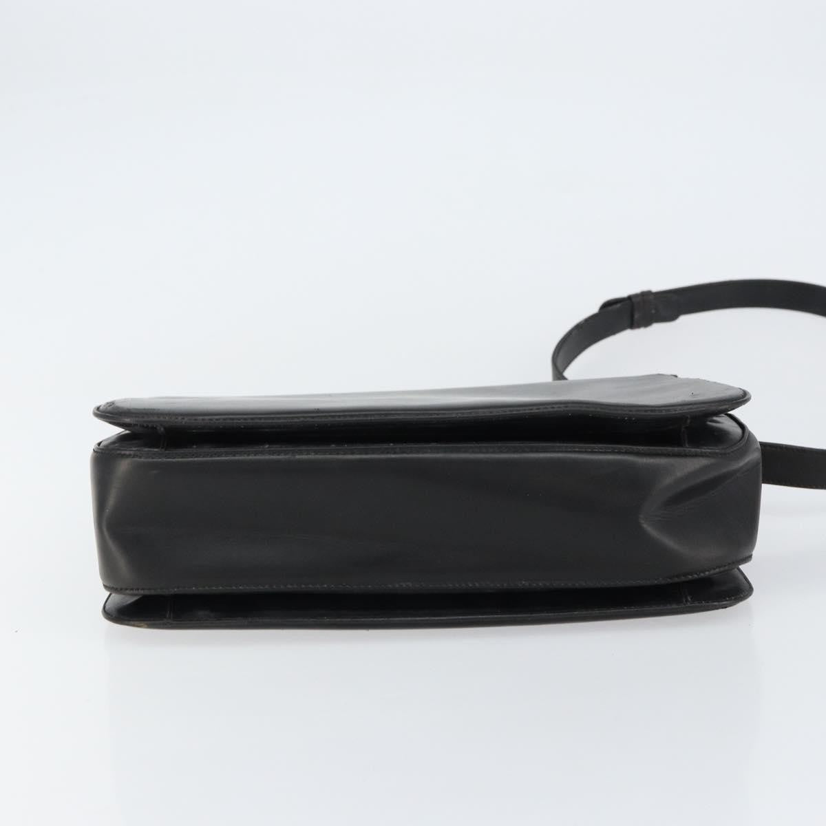 Gucci GUCCI Shoulder Bag Leather Black Gold Authentic 155306