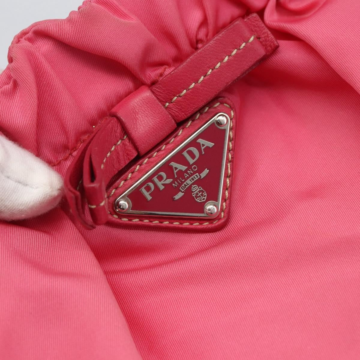 Prada PRADA Hand Bag Nylon 2way Pink Gold Authentic 159239