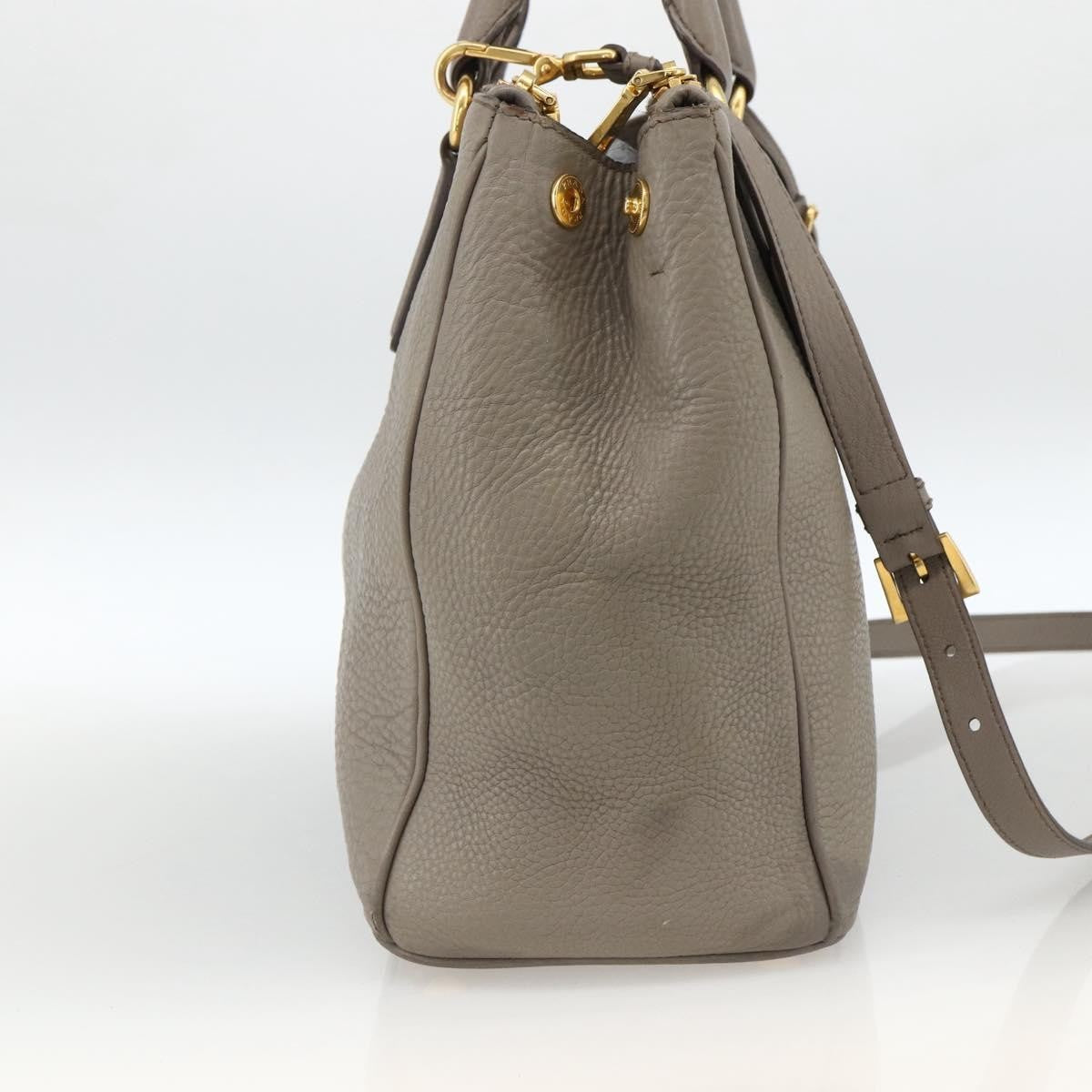 Prada PRADA Hand Bag Leather 2way Gray Gold Authentic bs33651