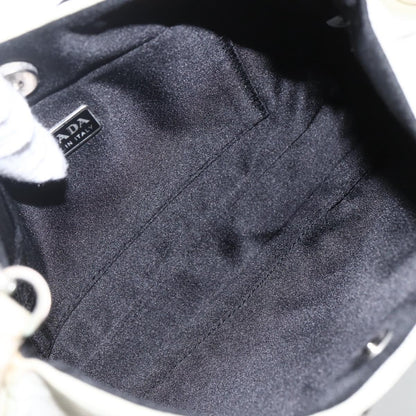 Prada PRADA Shoulder Bag Nylon Beige Silver Authentic 162128
