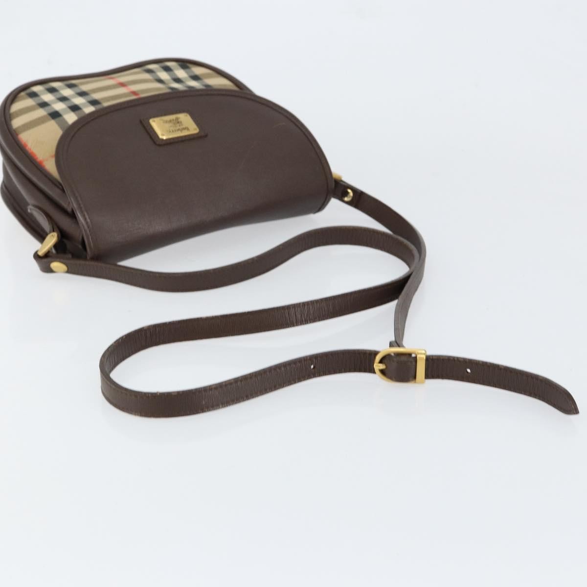 Burberrys Burberrys Nova Check Shoulder Bag Canvas Beige Gold Authentic 153922