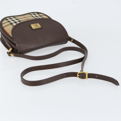 Burberrys Burberrys Nova Check Shoulder Bag Canvas Beige Gold Authentic 153922