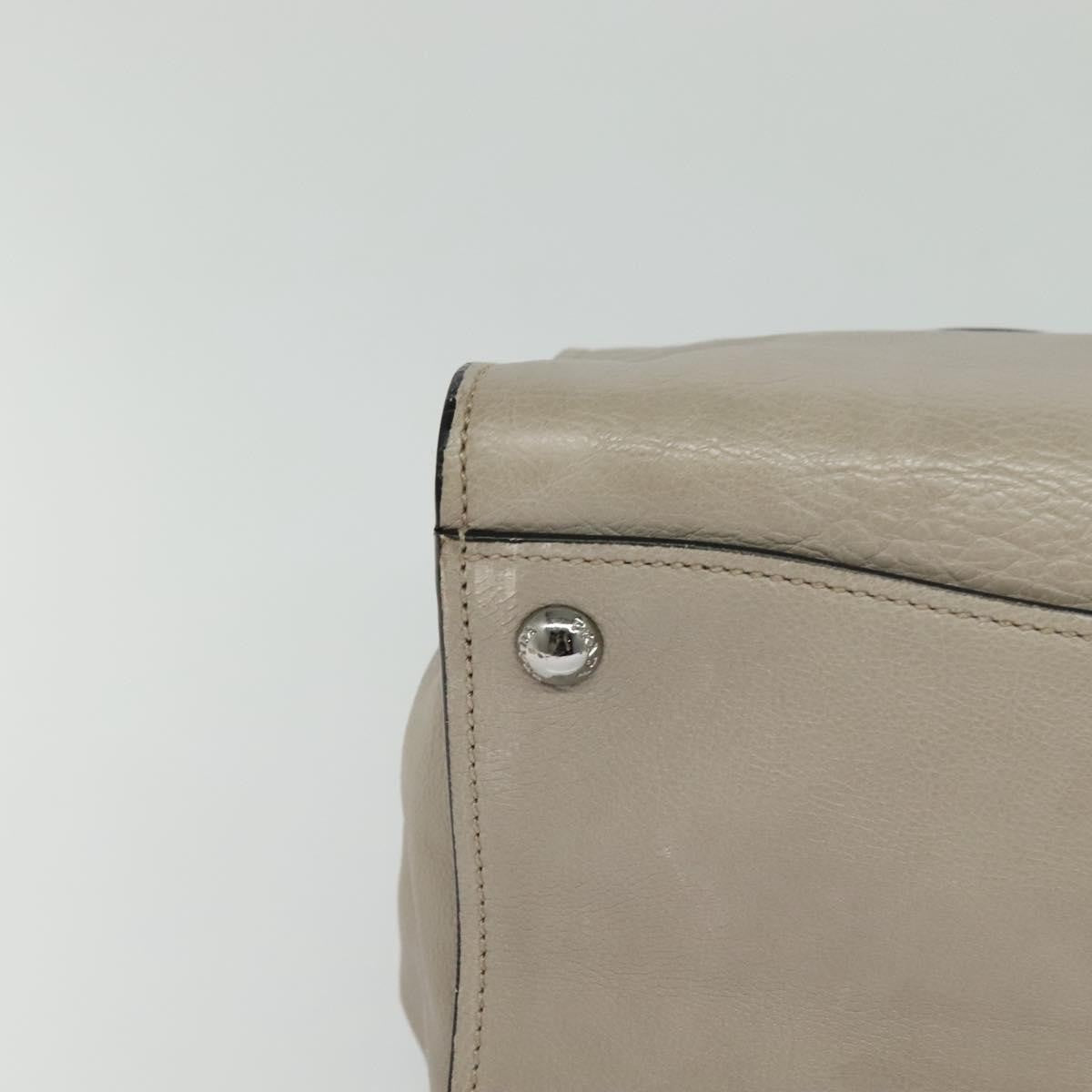 Prada PRADA Hand Bag Leather 2way Beige Silver Authentic am7940