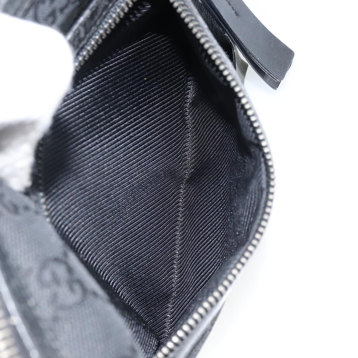 Gucci GUCCI GG Canvas Shoulder Bag Black Silver 001 4302 Authentic 144270