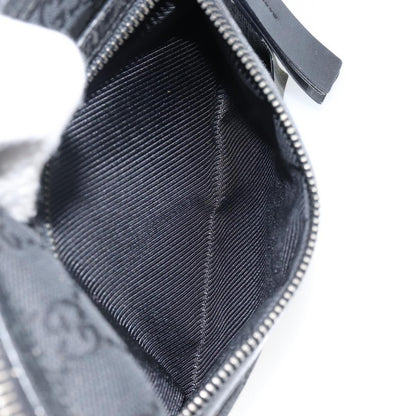 Gucci GUCCI GG Canvas Shoulder Bag Black Silver 001 4302 Authentic 144270