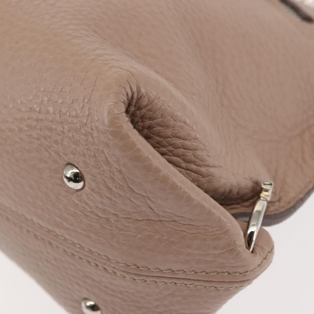 Salvatore Ferragamo Salvatore Ferragamo Gancini Sophia Hand Bag Leather Beige Silver Authentic 145498